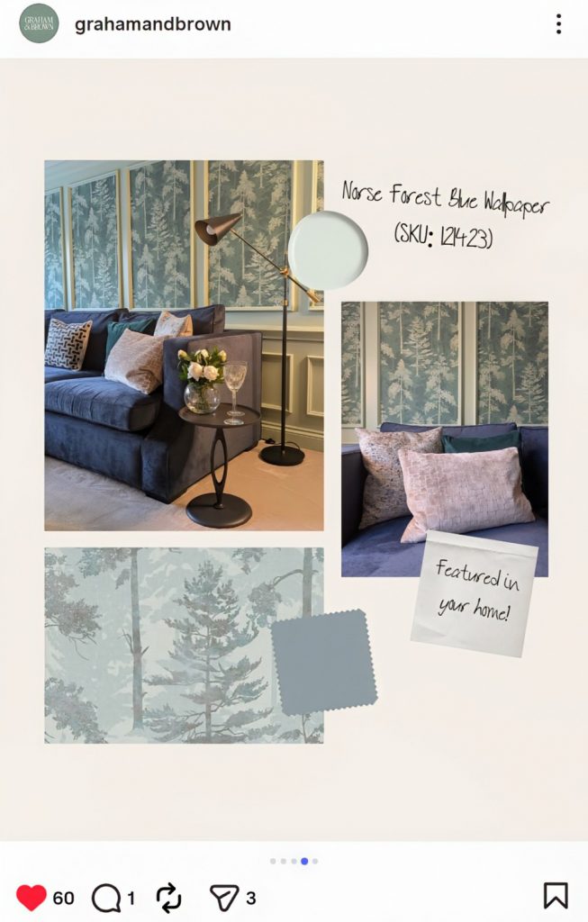 Living room design Instagram post Featured by graham and brown @grahamandbrown on Instagram